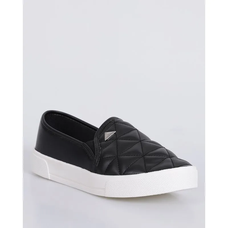 Tênis Feminino Casual Slip On Matelassê Preto 39