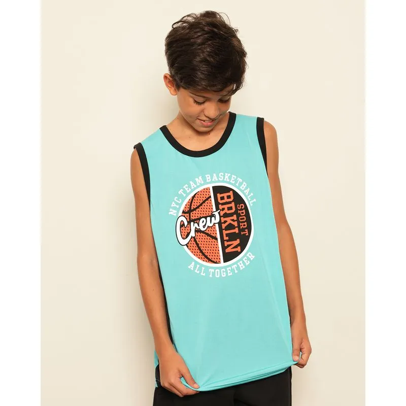 Regata Juvenil Dryfit Estampa Basquete Azul 12