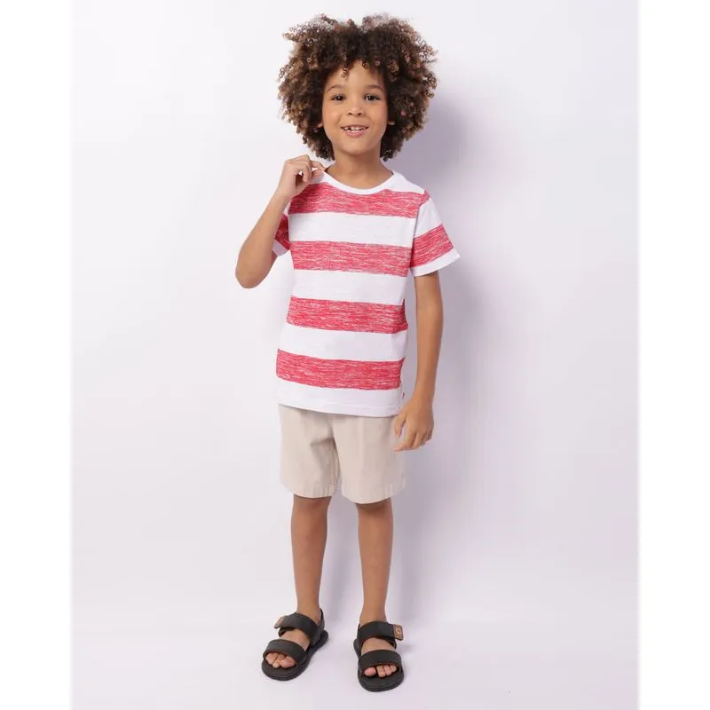 Bermuda Infantil Reta Viscolinho Com Bolsos Bege 10