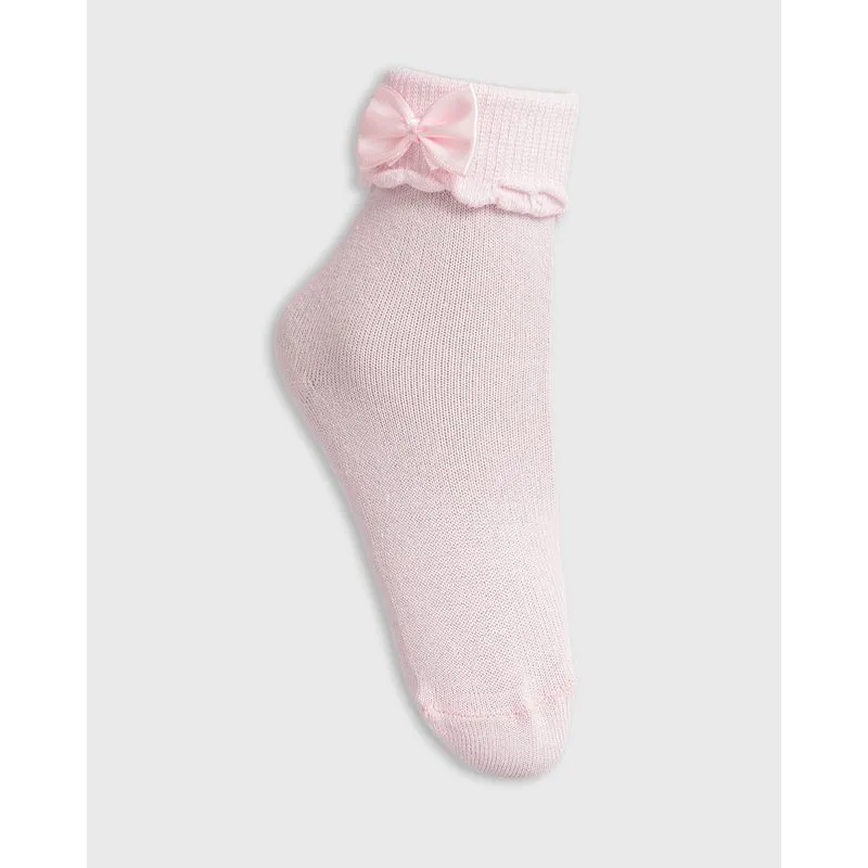 Meia Bebê Soquete Com Aplique Lacinho Rosa P