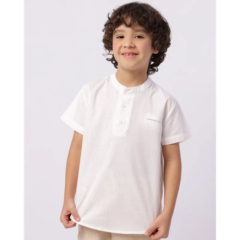 Camisa Infantil Manga Curta Gola Padre Algodão Branca 4