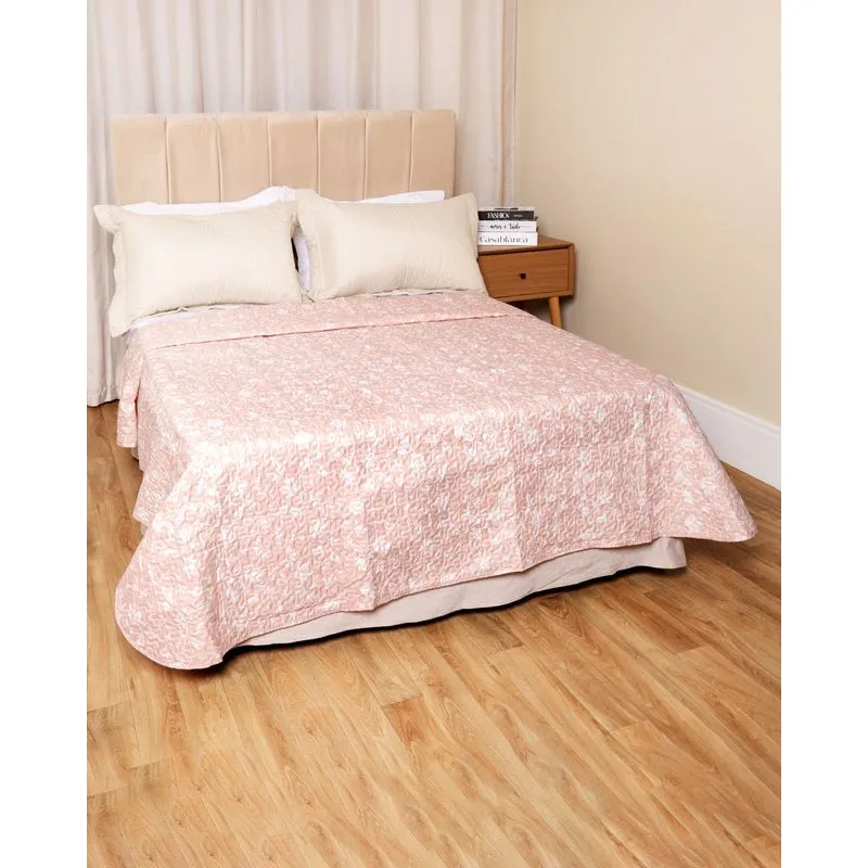 Colcha Soft Casal Andreza Matelassê Estampa Floral Laranja UN