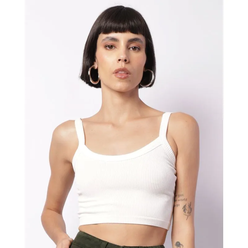 Regata Feminina Cropped Sem Costura Branca M