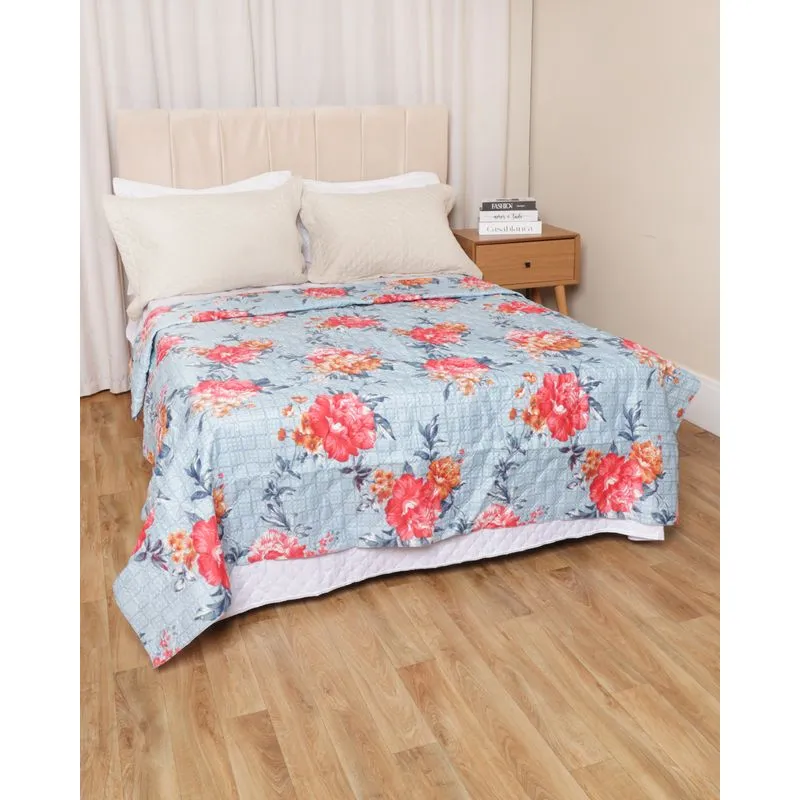Colcha Casal Arte & Cazza 170 Fios Matelassê Estampada Azul UN