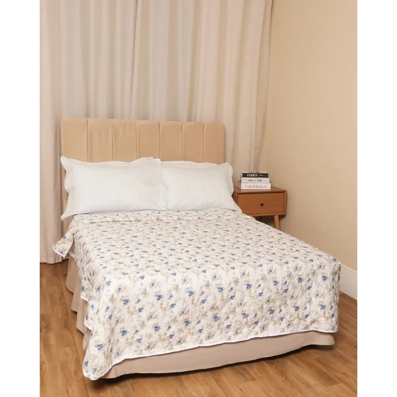 Colcha Casal Matelassê Arte&Cazza Estampa Floral Off White UN
