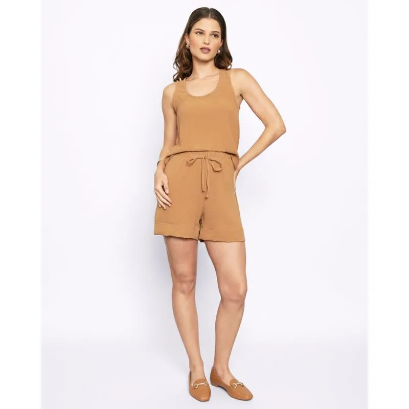 Short Feminino Amarração Bege Escuro P