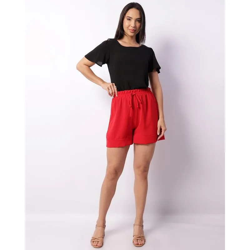 Short Feminino Amarração Vermelho P