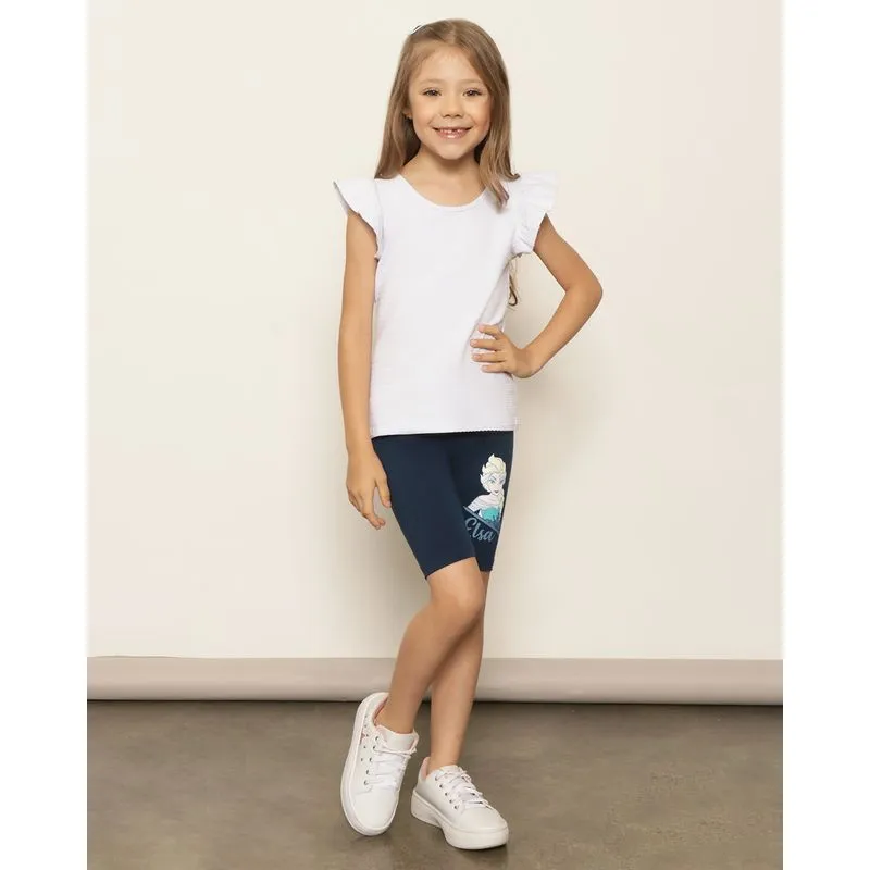 Bermuda Infantil Ciclista Disney Frozen Elsa Marinho 8