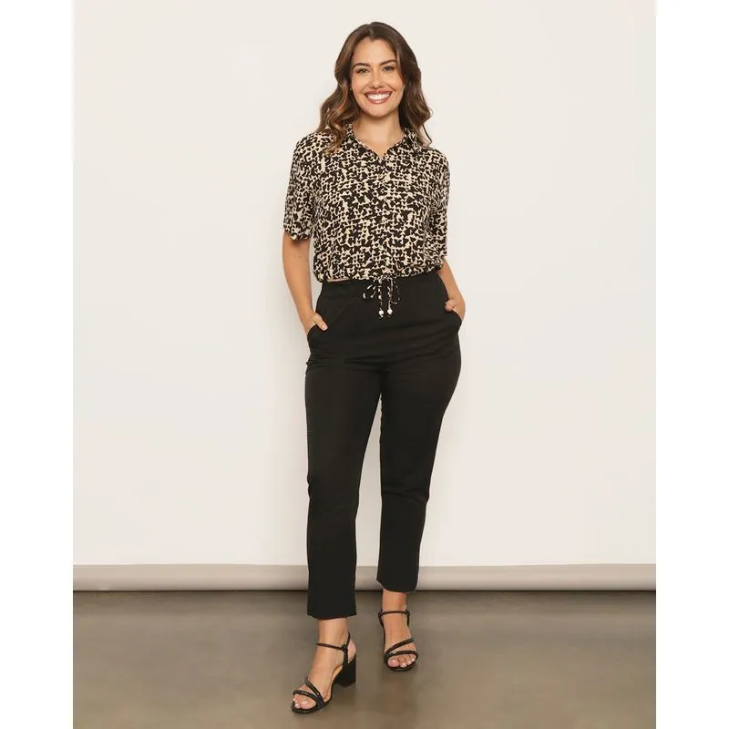 Calça Feminina Berry & Co. Clochard Viscolinho Preta GG
