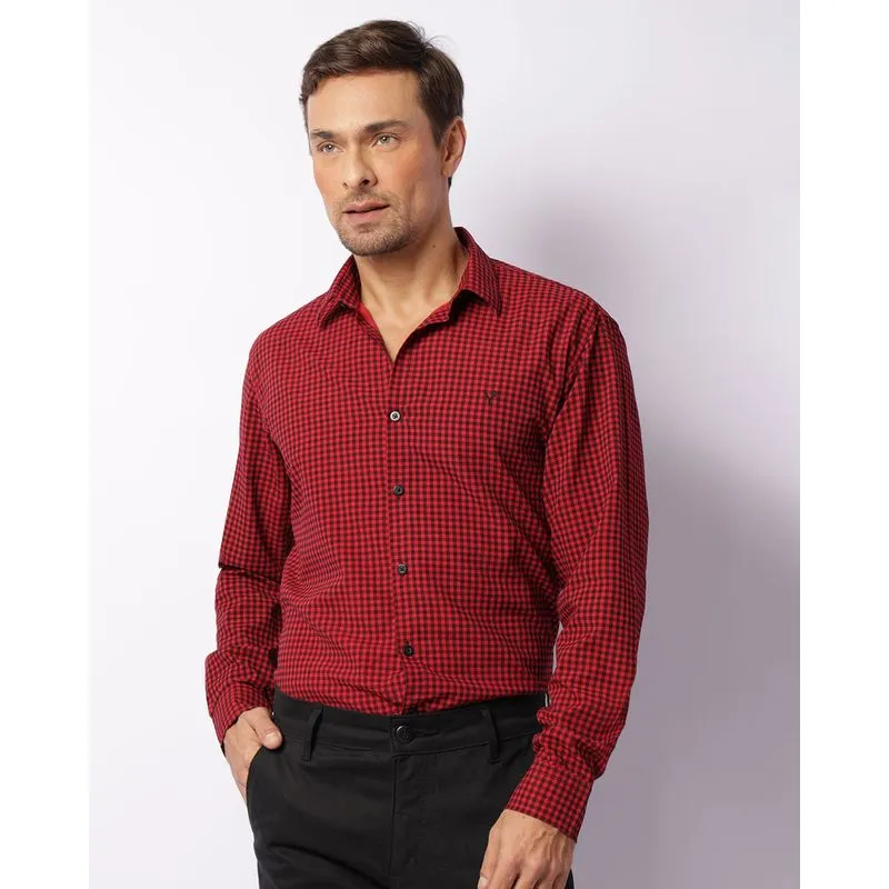 Camisa Masculina Xadrez Manga Longa Vermelha GG