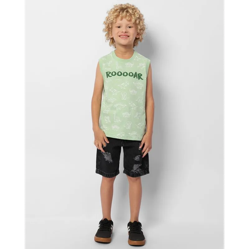 Bermuda Jeans Infantil Reta Destroyeds Preta 8