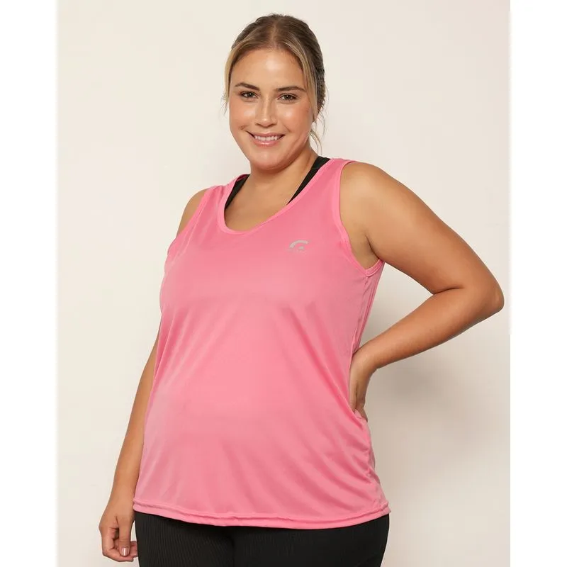Regata Fitness Plus Size Feminina Fitter Básica Rosa G2