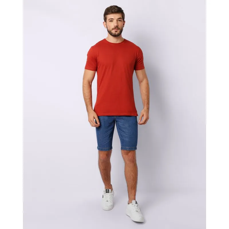 Bermuda Jeans Masculina Reta Com Bolsos Azul 36