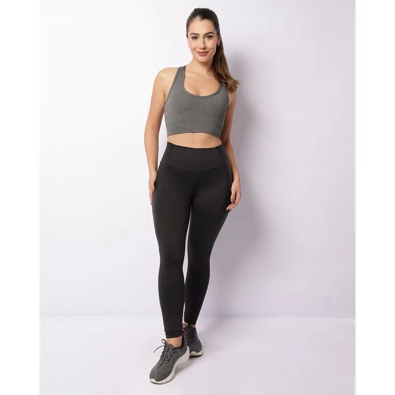 Calça Legging Feminina Fitness Fitter Com Recortes Preta M