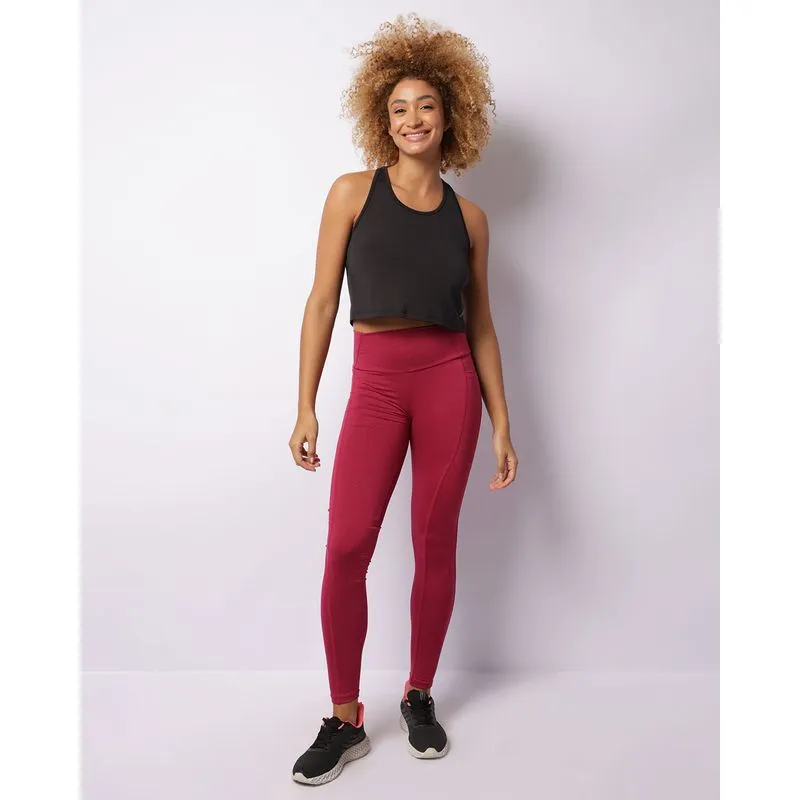 Calça Legging Feminina Fitness com Bolso Fitter Recortes Vinho GG