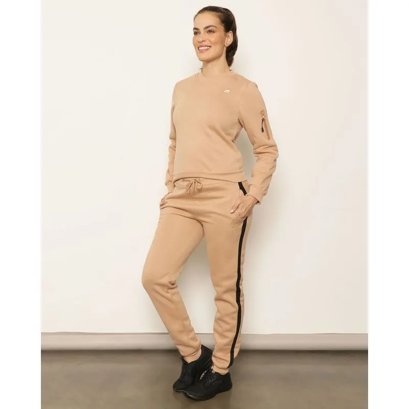 Conjunto Moletom Feminino Peluciado Longo Fitter Fitness Bege P