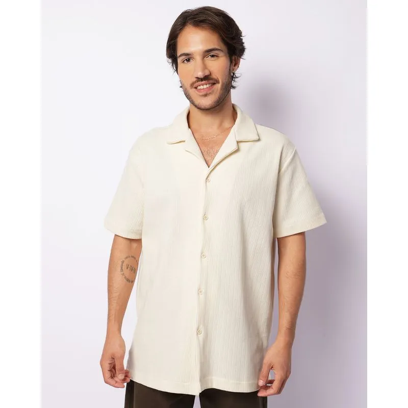 Camisa Masculina Texturizada Manga Curta Off White P