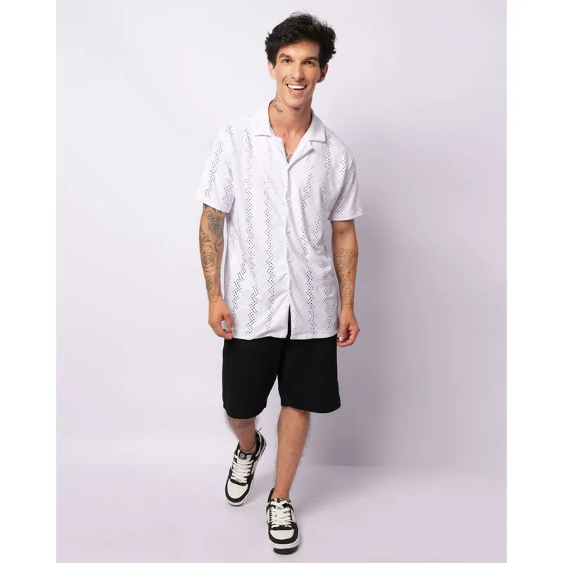 Bermuda Masculina Reta Crochê Preta GG