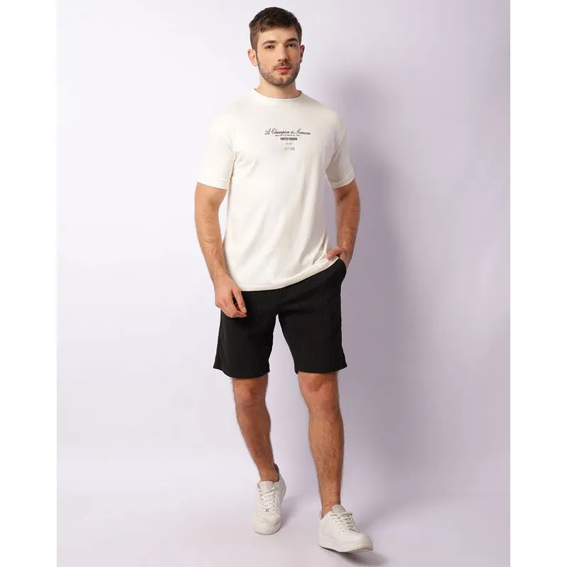 Bermuda Masculina Reta Tricô Com Bolsos e Cordão Preta M