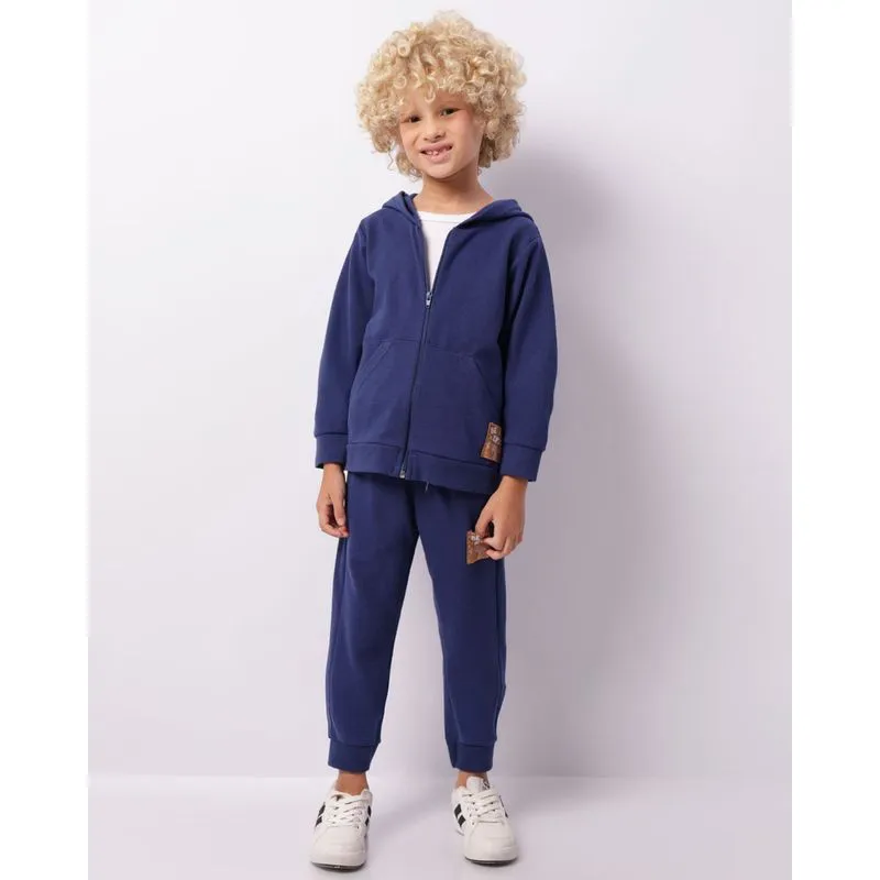 Calca Infantil Moletinho Canelado Jogger Com Bolsos Marinho 6