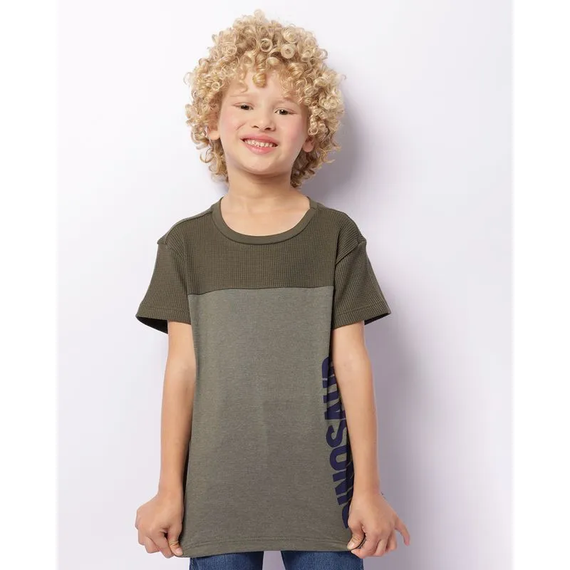Camiseta Infantil Texturizada Estampa Escrita Manga Curta Verde 6