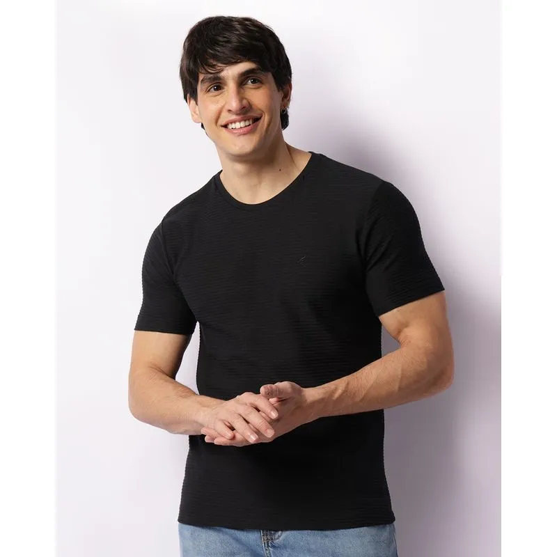 Camiseta Masculina Texturizada Manga Curta Preta P