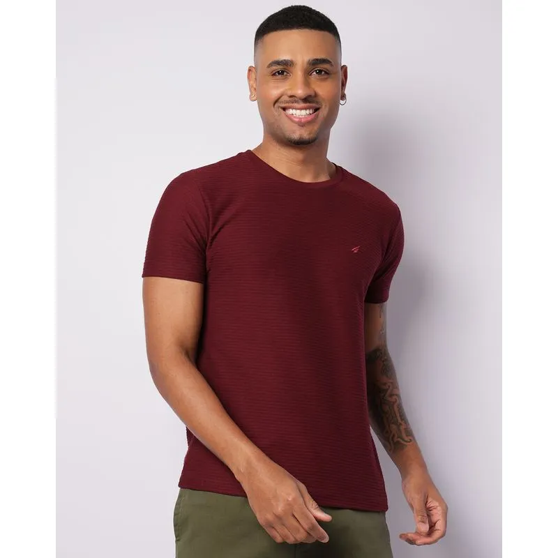 Camiseta Masculina Manga Curta Canelada Vinho G