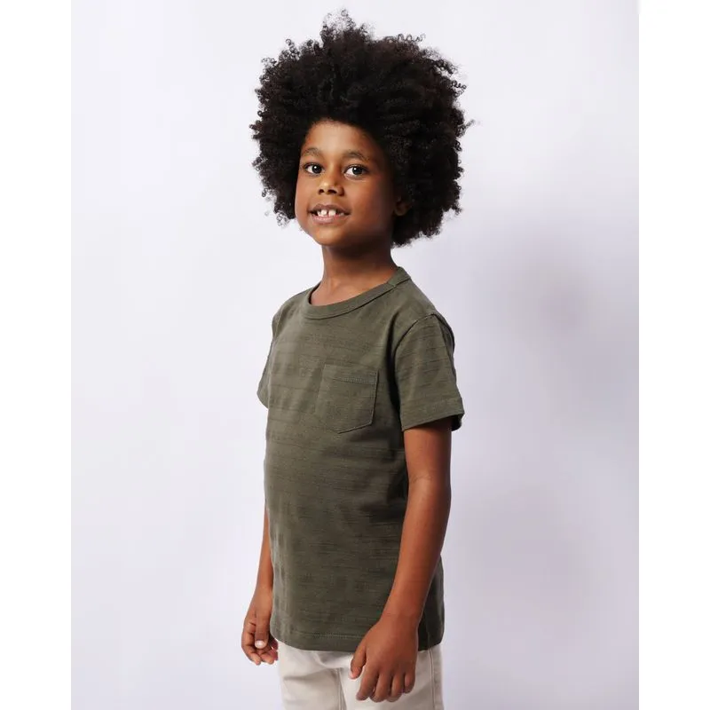 Camiseta Infantil Manga Curta Texturizada Com Bolso Verde 4