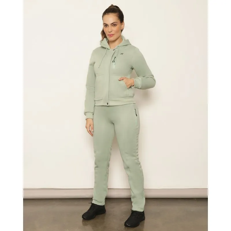 Conjunto Moletom Feminino Peluciado Longo Fitter Fitness Verde G