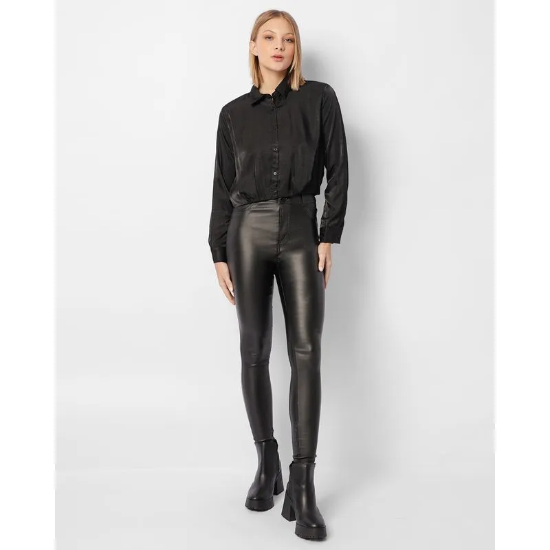 Calça Feminina Skinny Resinada Preta 36
