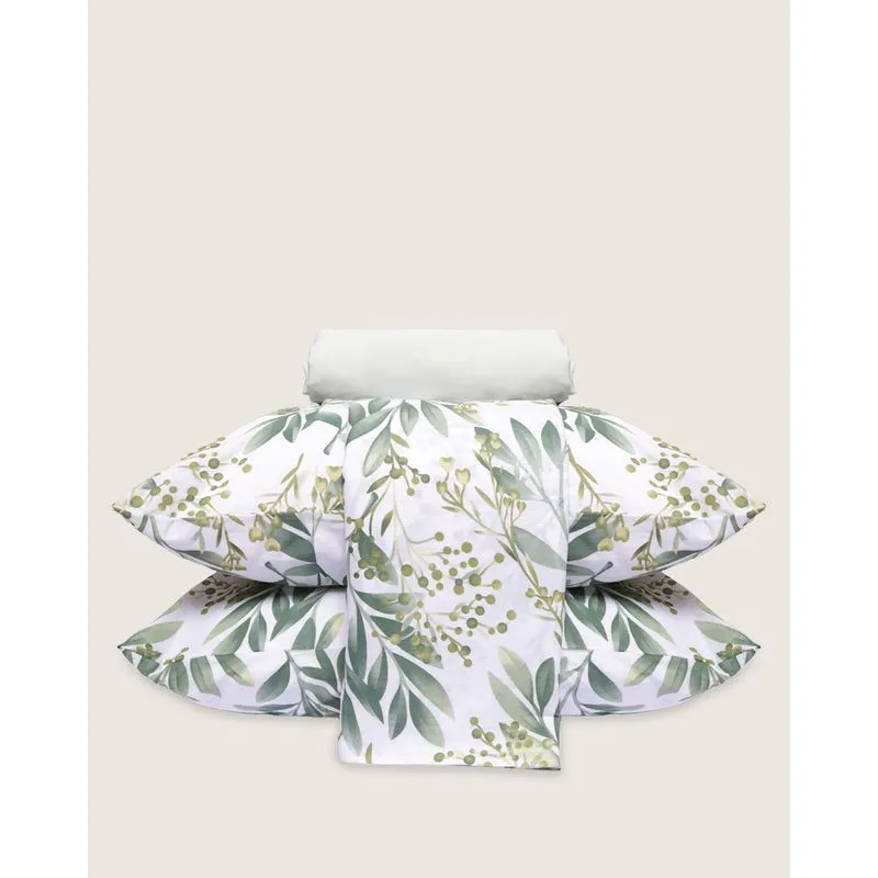 Jogo De Cama Casal 4 Peças Algodão Andreza Floral Verde UN
