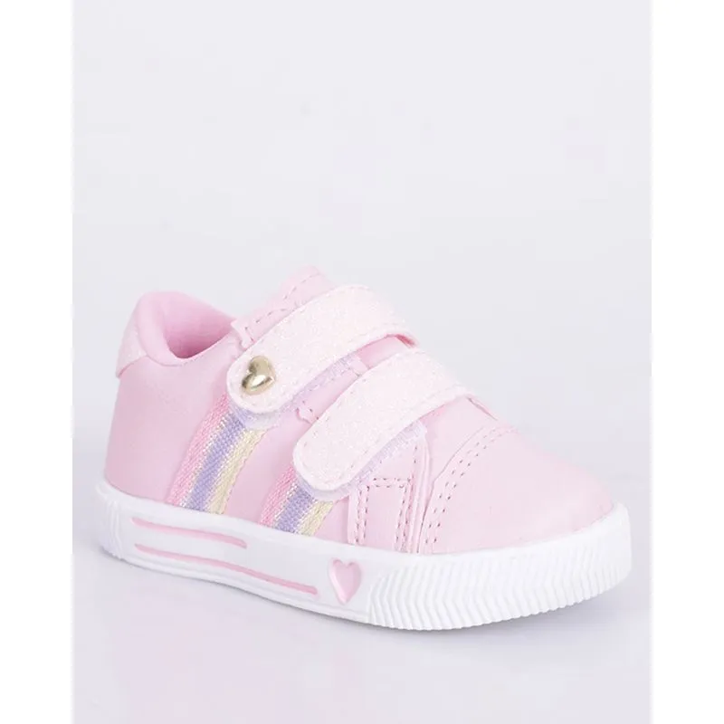 Tênis Bebê Casual Aplicação Colorida Com Glitter Rosa 21