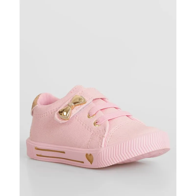 Tênis Bebê Com Aplique Lacinho Com Glitter Rosa 22