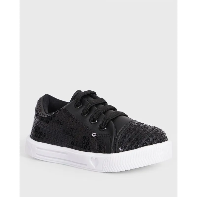 Tênis Bebê Casual Com Paetê Preto 27