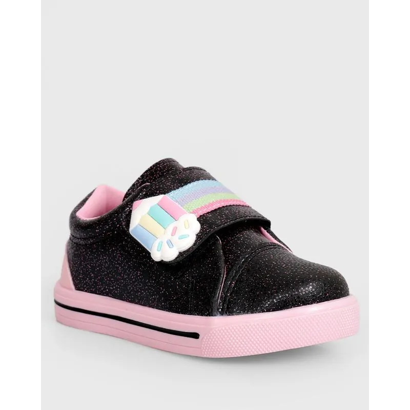 Tênis Bebê Com Aplique Lápis Com Glitter Preto 23