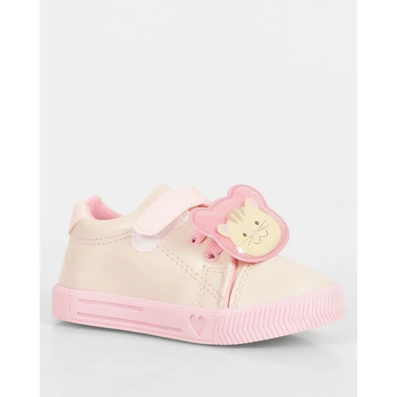 Tênis Bebê Com Aplique Interativo De Gatinha Off White 23