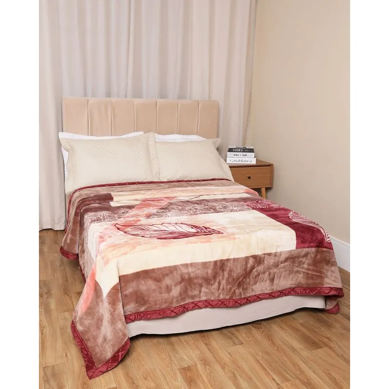 Cobertor King Jolitex Raschel Plus 220cm x 240cm Floral Vinho UN