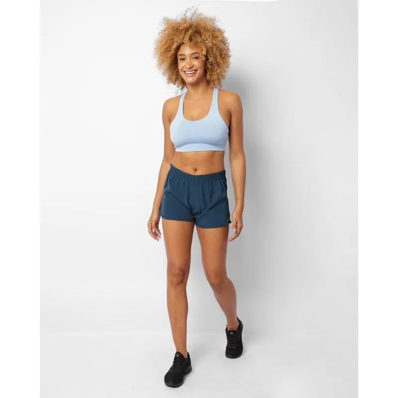 Short Fitness Feminino Boxer Liso Azul Escuro M