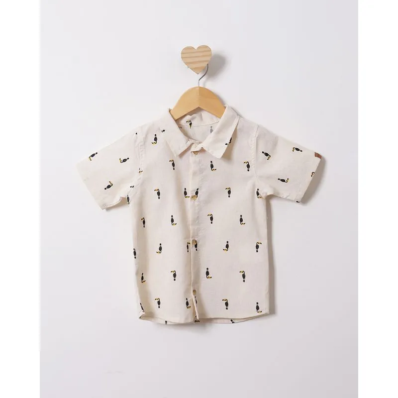 Camisa Bebê Estampada Manga Curta Bege 2