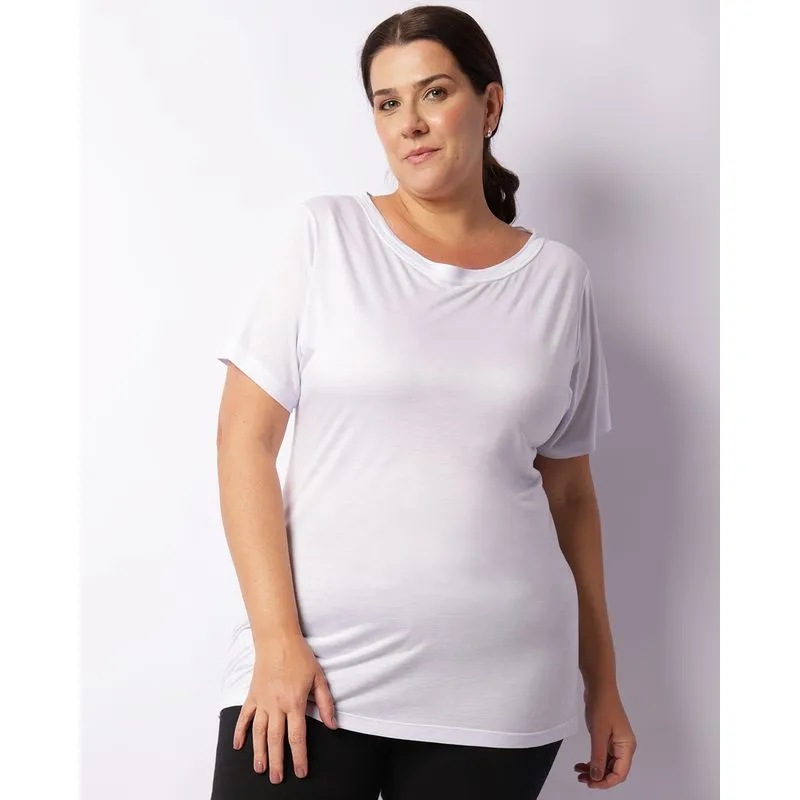 Blusa Fitness Plus Size Feminina Manga Curta Fitter Branca G1