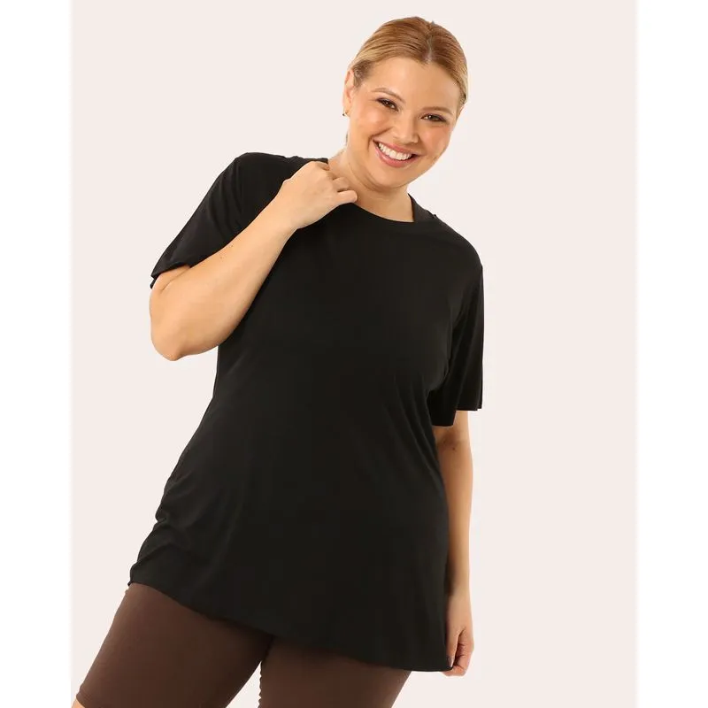 Blusa Fitness Plus Size Feminina Manga Curta Fitter Preta G3