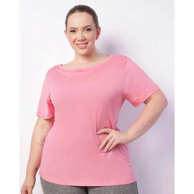 Blusa Fitness Plus Size Feminina Manga Curta Fitter Rosa UN