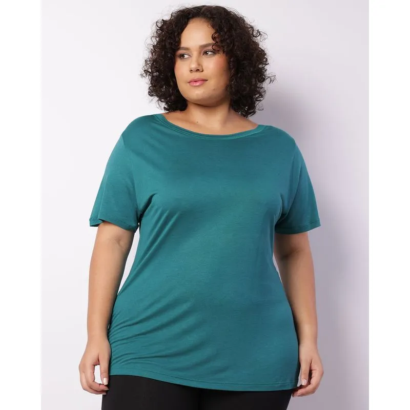 Blusa Fitness Plus Size Feminina Manga Curta Fitter Verde UN