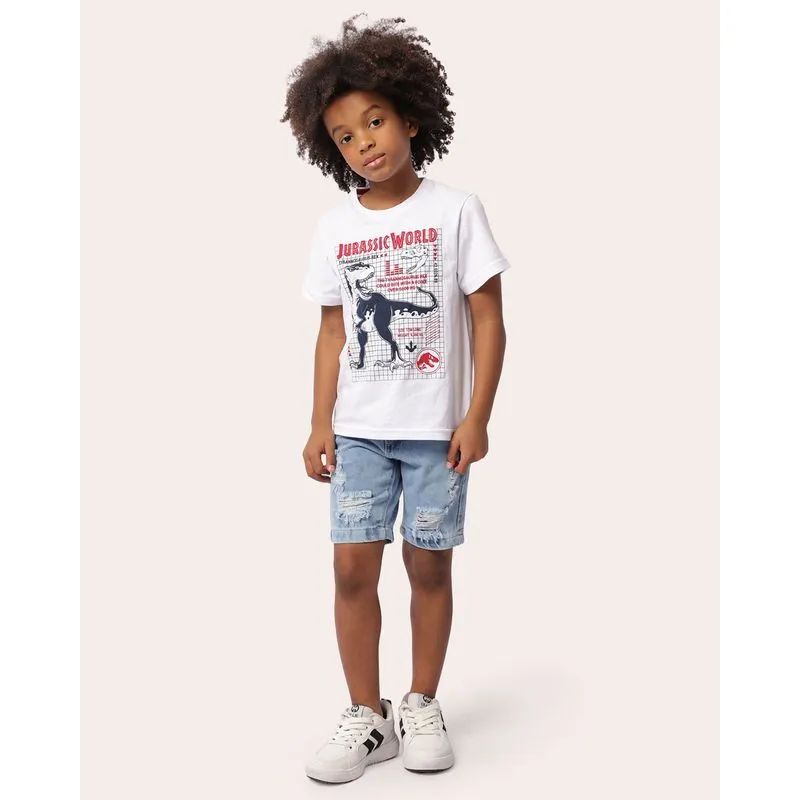 Bermuda Jeans Infantil Reta Destroyeds Azul 8