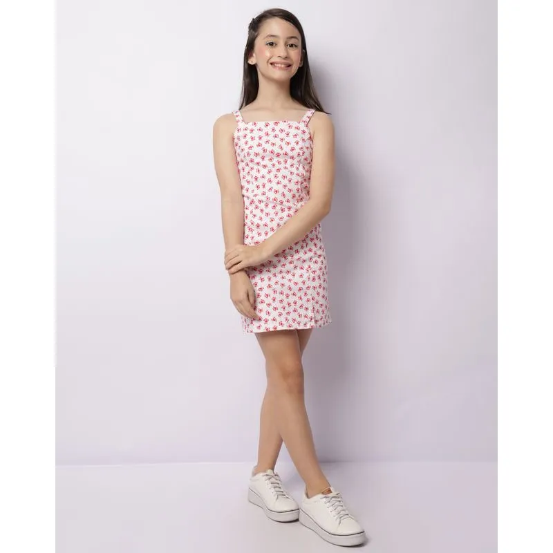Vestido Juvenil Sarja Curto Alcinha Estampa Coração Branco 10