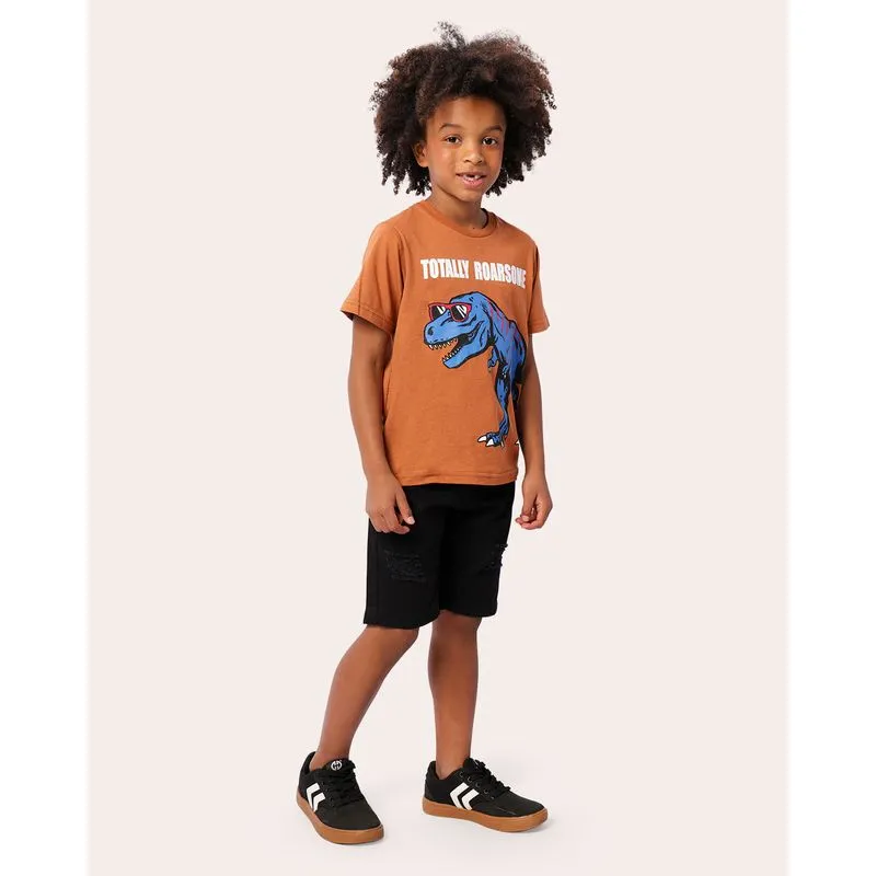 Bermuda Jeans Infantil Reta Com Destroyed Preta 8