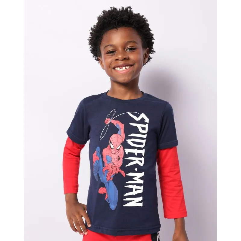 Camiseta Infantil Marvel Homem Aranha Manga Longa Marinho 8