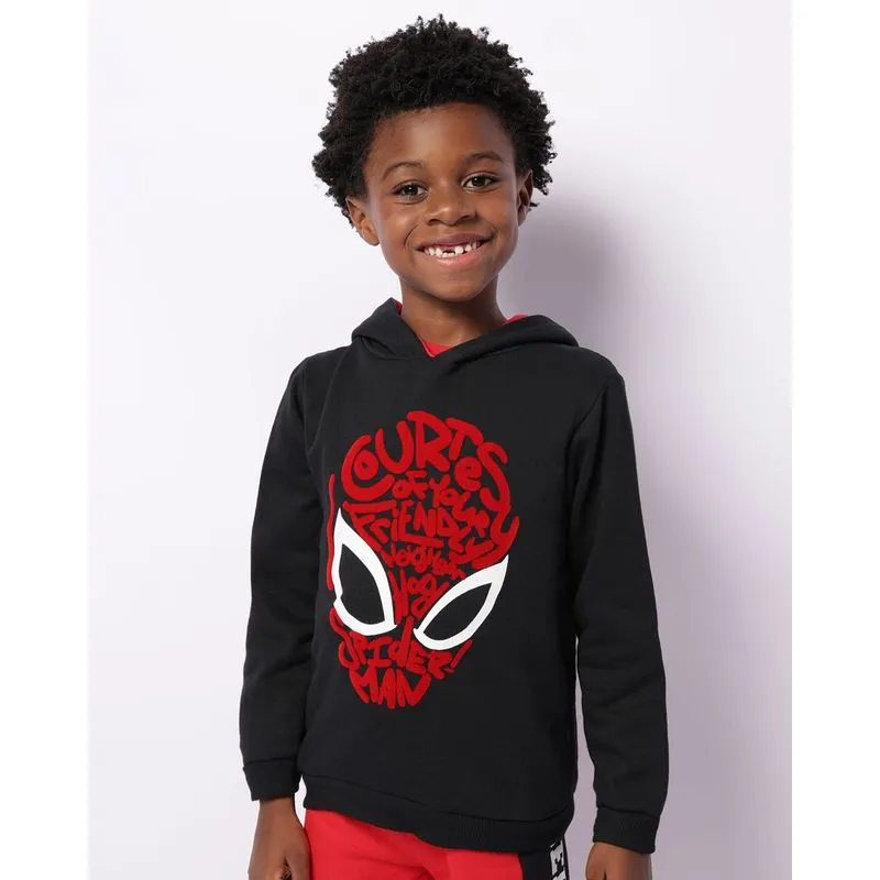 Blusão Moletom Infantil Peluciado Marvel Estampa Homem Aranha Com Capuz Preto 6
