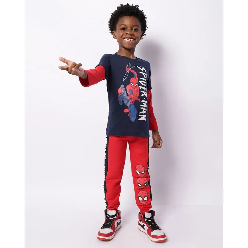 Calça Moletom Marvel Homem Aranha Peluciada Jogger Vermelha 4