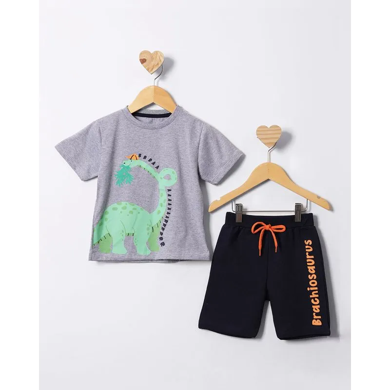 Conjunto Bebê Curto Estampado Cinza 3
